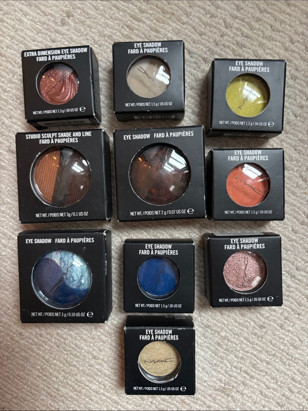 Bundle of 10 MAC Cosmetics Eye Shadows